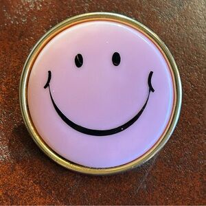 Vintage Pink and Gold Tone Smiley Face Button Pin